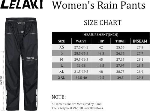 Vista 7 de Lelaki Pantalones de lluvia para mujer, impermeables, transpirables, ligeros, para senderismo