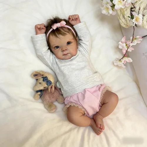 Vista 4 de RXDOLL Lindas Muñecas Bebé Reborn de Silicona de Cuerpo Completo para Niña de 18 pulgadas Bebé Recién Nacida Realista Niña Bebés de Silicona de Vida