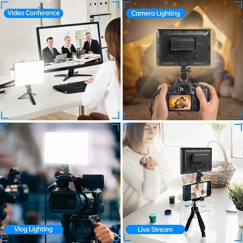 Vista 6 de Mettlelite SL100D - Luz de video LED bicolor en la cámara Iluminación de fotografía regulable continua Panel LED de estudio portátil 3200K-5600K
