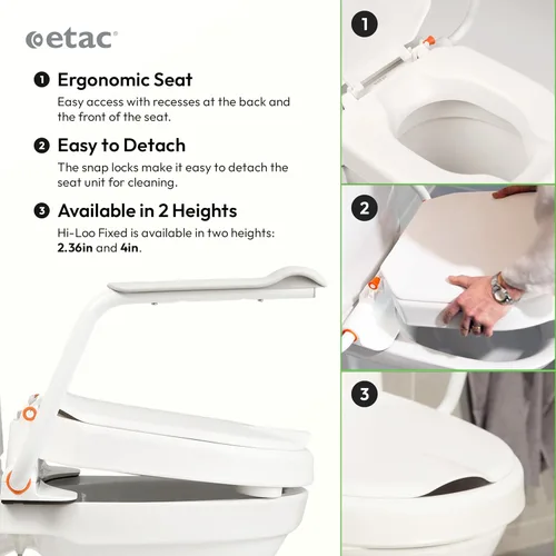 Vista 3 de Etac Hi-Loo - Asiento de inodoro elevado con brazos para ancianos, 4
