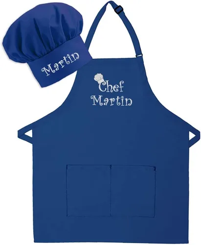 Vista 17 de Delantal y sombrero bordados personalizados para adultos, hechos en los Estados Unidos, para hombres, mujeres, día del padre, cocina, barbacoa