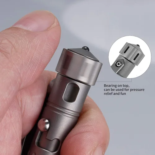 Vista 4 de MecArmy TPX10 Mini bolígrafo táctico de acción de perno de titanio con repuesto reemplazable, pequeño bolígrafo táctico EDC con cola giratoria