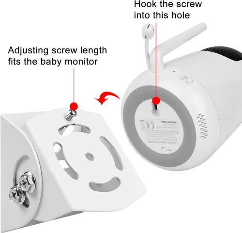 Vista 4 de Soporte para monitor de bebé, compatible con cámara VAVA VA-IH006/VA-IH009/Hipp, soporte de montaje en pared de ángulo ajustable