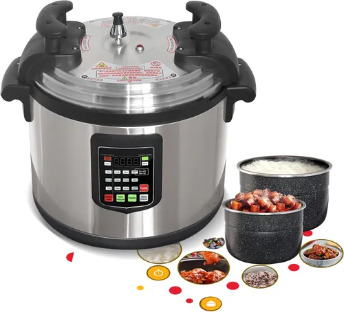 Vista 7 de Kolice Olla a presión comercial de 33 L, olla a presión multifunción para cocina de restaurante con olla interior antiadherente, solo para 220 V