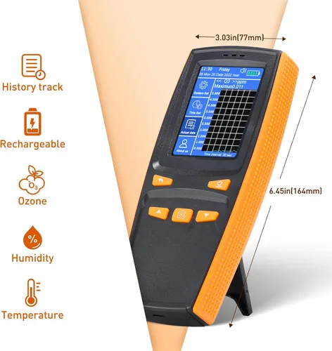 Vista 2 de Detector de ozono, Monitor de calidad del aire O3, Medidor de probador de gas Monitor de contaminación inteligente para interiores en el hogar