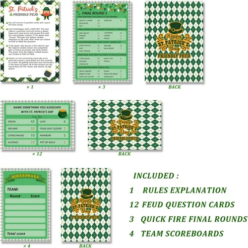 Vista 2 de BEUFSE St' Patricks Day Friendly Feud Set Set de juegos de fiesta del día de San Patricio, juegos del día de San Patricio para adultos, prueba