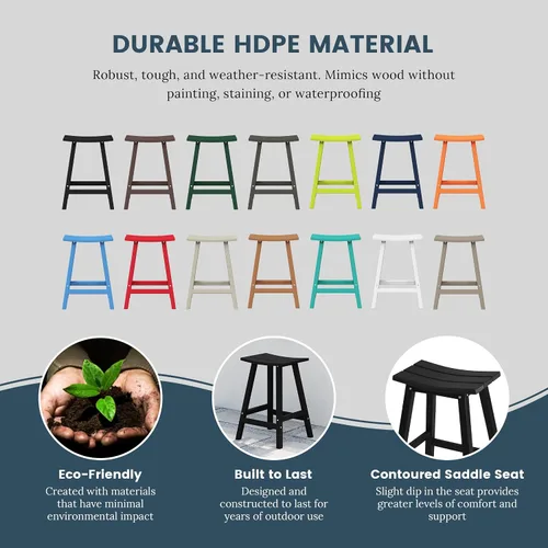 Vista 9 de HDPE Laguna Contempo - Taburete de silla de montar de 24 pulgadas, color negro