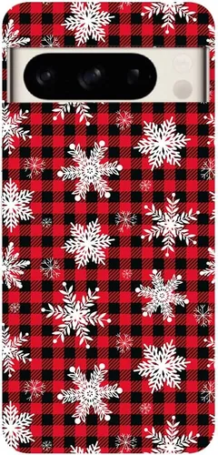 Vista 8 de Blingy's Funda para Google Pixel 8 Pro, bonito patrón de Navidad con diseño de copos de nieve de invierno, funda protectora transparente de TPU