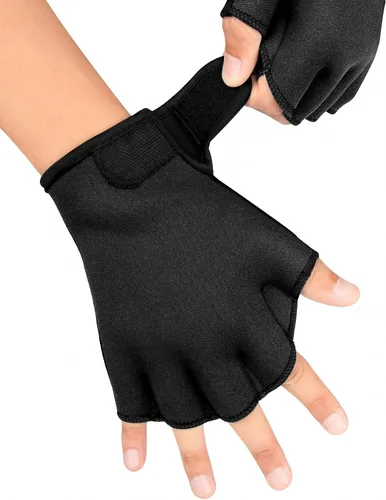 Vista 2 de FitsT4 Sports Guantes de natación con aletas Guantes de natación palmeados Fitness Aeróbico acuático