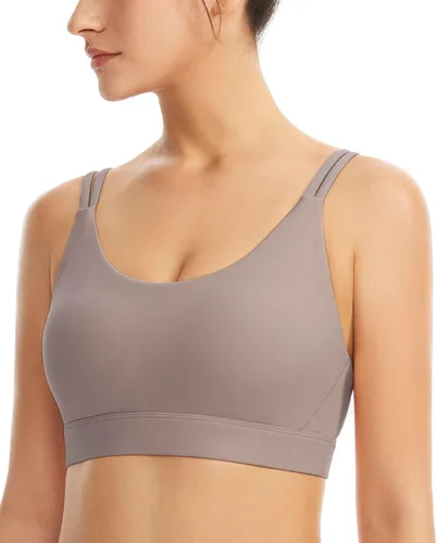Vista 3 de Sujetadores deportivos acolchados para mujer, brasier deportivo sexy de línea larga entrecruzada, brasier deportivo de soporte medio con tirantes