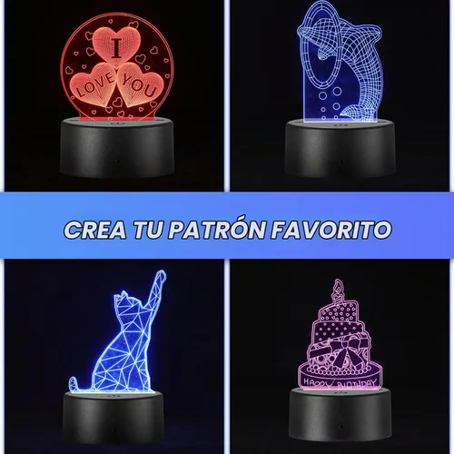 Vista 5 de 12 piezas de láminas acrílicas transparentes y 12 piezas de base de lámpara LED nocturna 3D con control remoto y cable USB, juego de base de lámpara