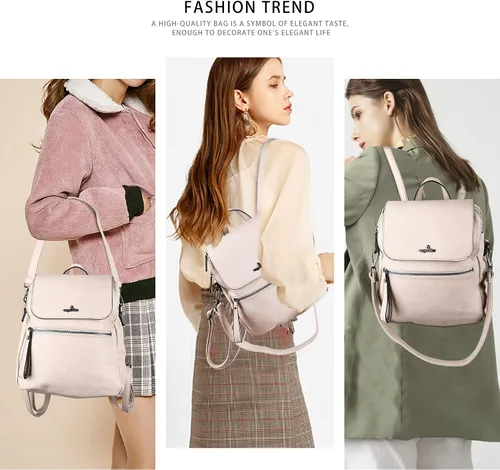 Vista 6 de Angel Kiss Backpack Purse for Women Casual Fashion Vegan Leather Shoulder Bag Ladies Zipper Magnetic Flap Backpack