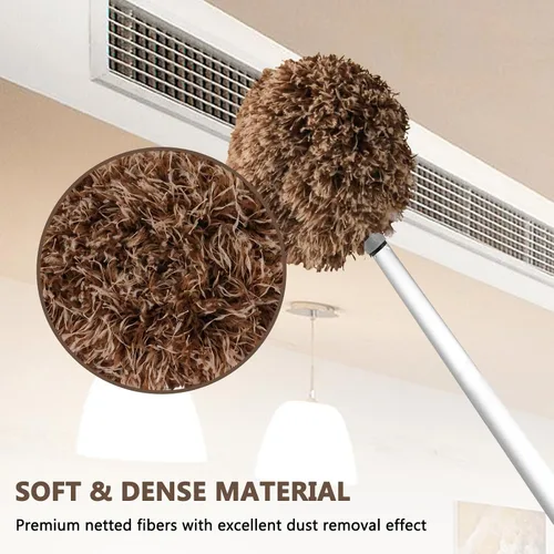 Vista 5 de Limpiador de Ventilador de Techo Plumero Reutilizable de Microfibra Limpiador de Aspas de Ventilador de Techo Plumero Extraíble con Poste