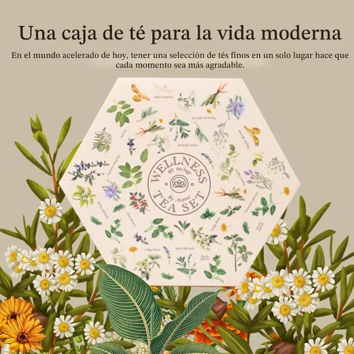 Vista 3 de ACORUS Juego de té Wellness - Paquete variado de té de hierbas naturales, juego de regalo de 6 tés diferentes, 60 bolsas envueltas individualmente