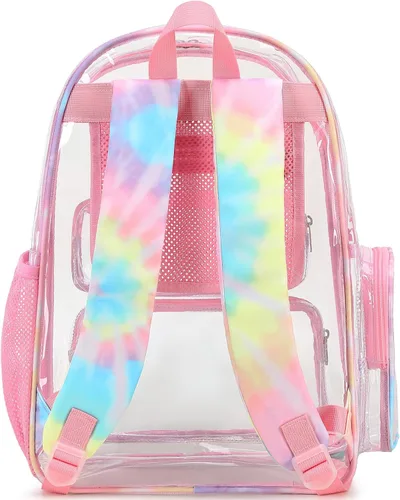 Vista 8 de CAMTOP Mochila transparente resistente y transparente para estudiantes, escuela, trabajo, festival, viajes, deportes, Rosado, Camtop Mochila