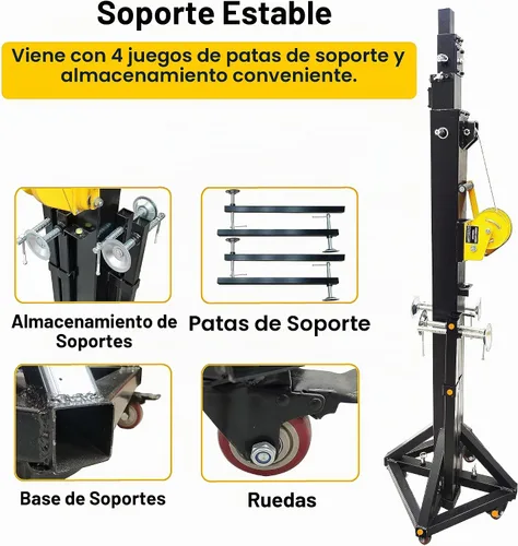 Vista 4 de TECHTONGDA Dos soportes de manivela de iluminación, sistema de iluminación LED de armadura resistente, soporte de manivela con elevadores, 19 pies