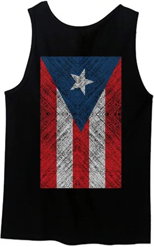Vista 3 de Camiseta sin mangas para hombre con la bandera de Puerto Rico Boricua Rican Nuyorican delantera y trasera