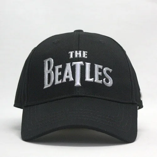 Vista 2 de The Beatles Gorra de béisbol ajustable clásica Drop T Logo Sgt Pepper Drum Abbey Road Negro