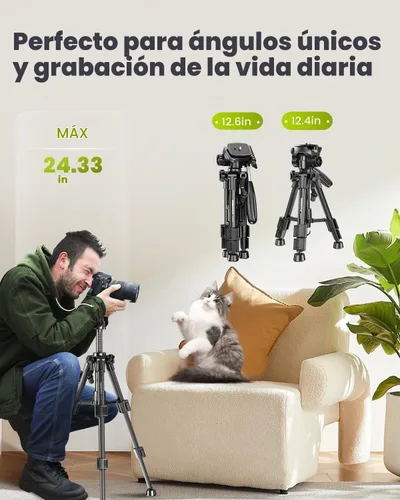 Vista 6 de CAMBOFOTO Trípode para cámara de 30", Trípode profesional de aluminio resistente para cámara sin espejo/DSLR/Teléfono celular/Videocámara