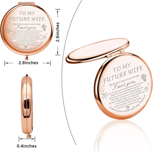 Vista 4 de UJIMS Regalos para mi futura esposa, espejo de maquillaje de novia para ser novia, regalo de compromiso para alma gemela, prometida, boda