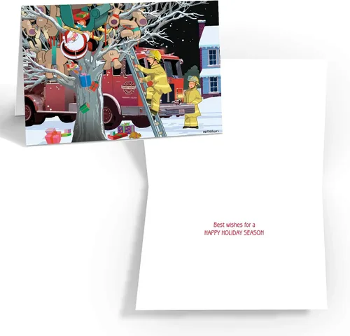 Vista 2 de Stonehouse Collection Tarjetas navideñas de bomberos – 16 tarjetas navideñas en caja de bomberos, rescate de bomberos, camión de bomberos (surtido)