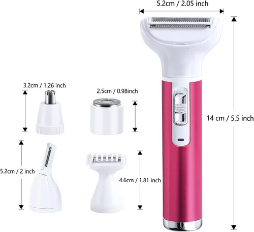 Vista 2 de Maquinilla de afeitar eléctrica para mujeres para eliminación de vello de cuerpo y nariz, recortadora de vello facial, afeitadoras para cejas