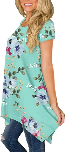 Vista 2 de POPYOUNG Blusa casual de manga corta para mujer, 2024