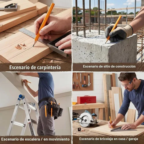 Vista 6 de Hohean - Paquete de 12 lápices de carpintero con sacapuntas, octogonal