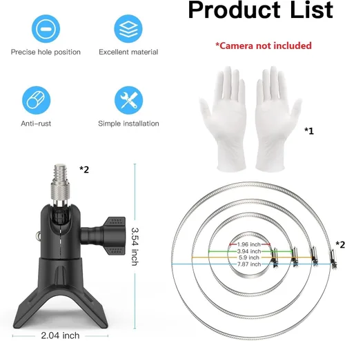 Vista 6 de Soporte de cámara exterior para Arlo Pro 5S/Pro 3/Ultra 2/Essential XL, para eufyCam 2C/2C Pro y más cámara roscada de 1/4 pulgadas sin montaje