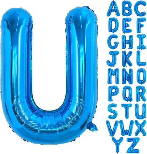 Vista 28 de Globos TONIFUL de 40 pulgadas, grandes, azules, con letras B gigantes, globos de alfabeto de papel de aluminio, mylar, grandes globos