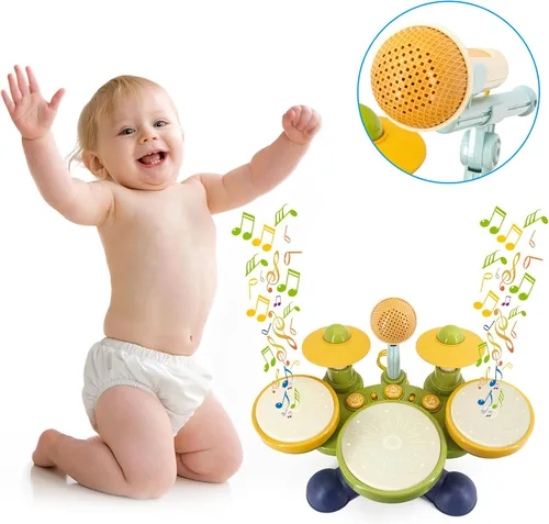 Vista 5 de Juego de batería para niños de 4 años en adelante, instrumentos musicales, juguetes para niños de 4 a 5 años, regalos de cumpleaños