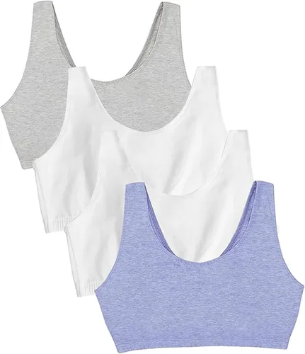 Vista 25 de Fruit of the Loom Sujetador deportivo de algodón sin aros para mujer Negro/Blanco/Gris Jaspeado