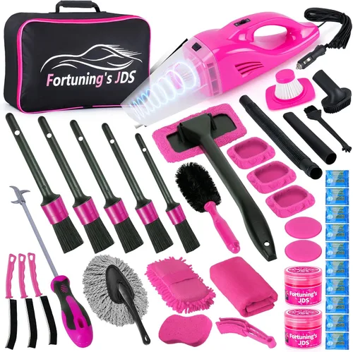 Vista 9 de Kit de Detallado de Auto de 38 Piezas, Limpiador de Interiores con Aspiradora Portátil de Alta Potencia, Kit de Lavado de Auto con Juego de Cepillos