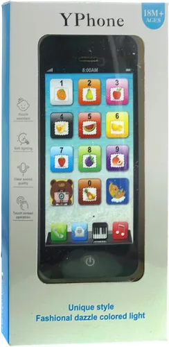 Vista 2 de Teléfono celular de juguete Yphone, para niños, color negro, recargable por USB