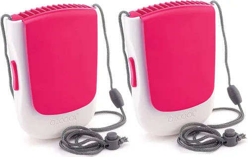 Vista 10 de O2COOL Ventilador de collar de lujo, alimentado por pilas, ventilador de refrigeración personal manos libres con cordón ajustable, soporte de mesa +