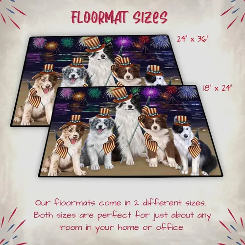 Vista 6 de Doggie of the Day Border Collie Dogs Floor Mat - 4th of July Independence Day - Best Dog Doormat - Protector Decor - Unique Portrait Art - Premium