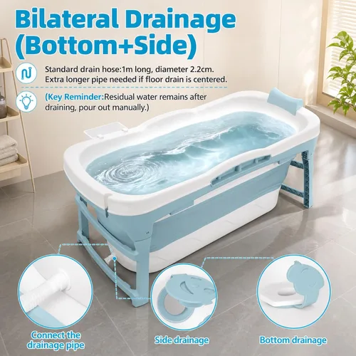 Vista 8 de Bañera portátil - Bañera plegable de 235L/62.1 galones con tapa