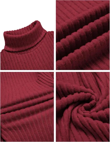 Vista 3 de Ekouaer Camisetas de cuello alto para hombre, camisa de manga larga, térmicas, ligeras, de capa base, acanaladas, suéteres sin botones, tallas S-XXL