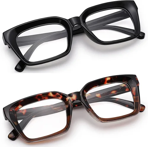 Vista 3 de COASION Lentes de bloqueo de luz azul, lentes clásicos gruesos con montura cuadrada para mujeres y hombres