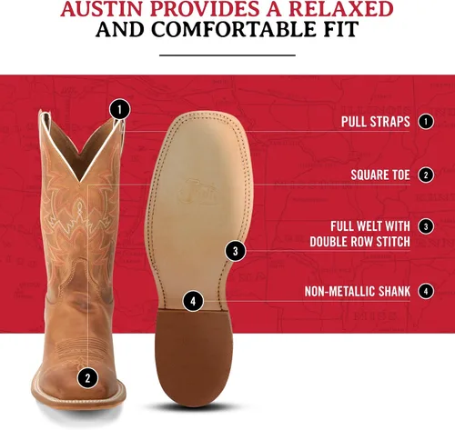 Vista 5 de Justin Botas para hombre Bent Rail de 11 pulgadas con punta cuadrada