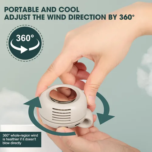 Vista 3 de Mini ventilador silencioso portátil sin aspas mini clip en ventilador ajustable 3 velocidades