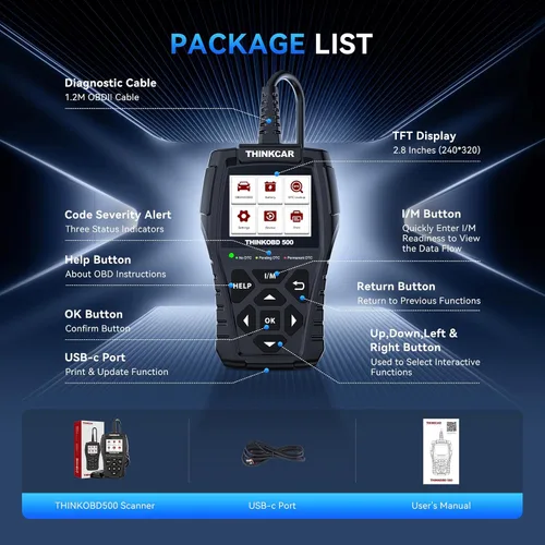 Vista 7 de THINKCAR Thinkobd 500 OBD2 Scanner Check Engine Car Code Reader, Full OBD II CAN Diagnostic Scan Tool, Read and Clear Error Codes, Live Data