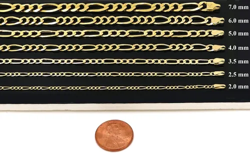 Vista 2 de Cadena Figaro de oro amarillo macizo de 14 k de 4 a 23.6in, 0.157in