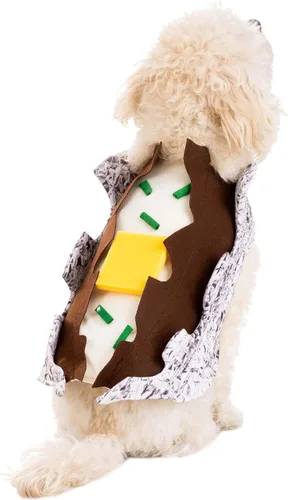 Vista 4 de Baked Potato Dog Costume for Small Dogs, Machine Washable Jacket Style, Easy Fit