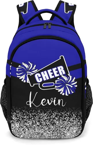 Vista 15 de XOZOTY Mochila de animadora púrpura claro personalizada con nombre para hombres y mujeres, bolso de hombro para computadora portátil, bolsa