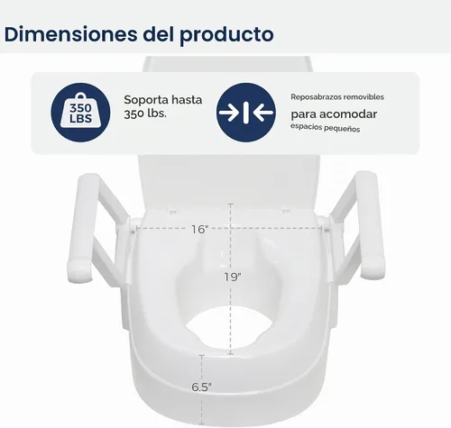 Vista 7 de Drive Medical PreserveTech - Asiento de inodoro elevado, universal, con asas, color blanco