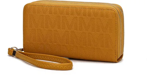 Vista 67 de MKF Collection Mia K - Cartera de pulsera para mujer, pequeña cartera de cuero vegano para tarjetas de crédito con cremallera y bolsillo