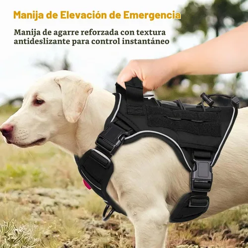 Vista 8 de Arnés táctico para perros grandes, chaleco reflectante ajustable sin tirones con sistema Molle, control de grado militar K9 para entrenamiento