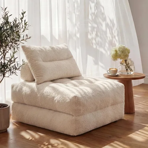 Vista 9 de MONVANE Sofá cama plegable 3 en 1, silla convertible cama, color beige