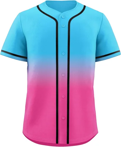 Vista 29 de KXK Camiseta de béisbol en blanco para hombre, camisas casuales con botones, manga corta, uniforme deportivo de equipo activo